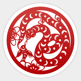 Chinese Zodiac Snake in Red Sticker